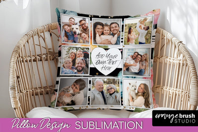 Family Photo Frame Pillow Sublimation - Floral Pillow Cover Sublimation OrangeBrushStudio 