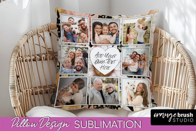 Family Photo Frame Pillow Sublimation - Floral Pillow Cover Sublimation OrangeBrushStudio 