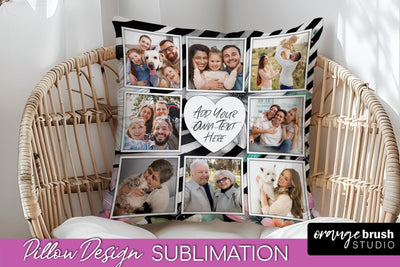 Family Photo Frame Pillow Sublimation - Floral Pillow Cover Sublimation OrangeBrushStudio 