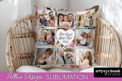 Family Photo Frame Pillow Sublimation - Floral Pillow Cover Sublimation OrangeBrushStudio 