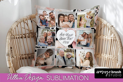 Family Photo Frame Pillow Sublimation - Floral Pillow Cover Sublimation OrangeBrushStudio 