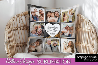 Family Photo Frame Pillow Sublimation - Marble Pillow Cover Sublimation OrangeBrushStudio 