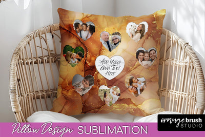 Family Photo Frame Pillow Sublimation - Marble Pillow Cover Sublimation OrangeBrushStudio 