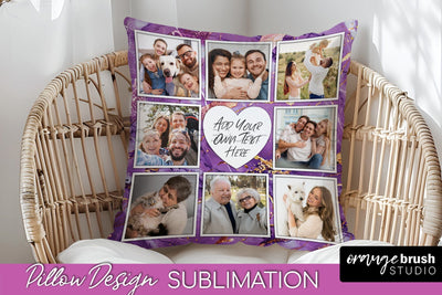 Family Photo Frame Pillow Sublimation - Marble Pillow Cover Sublimation OrangeBrushStudio 
