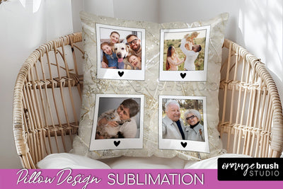 Family Photo Frame Pillow Sublimation - Marble Pillow Cover Sublimation OrangeBrushStudio 