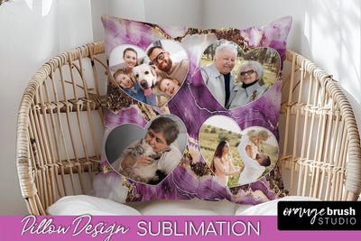 Family Photo Frame Pillow Sublimation - Marble Pillow Cover Sublimation OrangeBrushStudio 