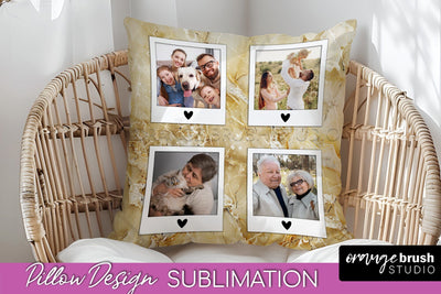 Family Photo Frame Pillow Sublimation - Marble Pillow Cover Sublimation OrangeBrushStudio 