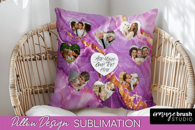 Family Photo Frame Pillow Sublimation - Marble Pillow Cover Sublimation OrangeBrushStudio 