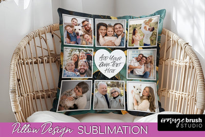 Family Photo Frame Pillow Sublimation - Marble Pillow Cover Sublimation OrangeBrushStudio 