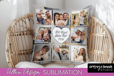 Family Photo Frame Pillow Sublimation - Marble Pillow Cover Sublimation OrangeBrushStudio 
