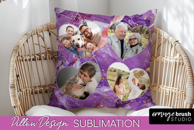 Family Photo Frame Pillow Sublimation - Marble Pillow Cover Sublimation OrangeBrushStudio 