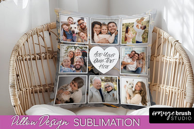 Family Photo Frame Pillow Sublimation - Marble Pillow Cover Sublimation OrangeBrushStudio 