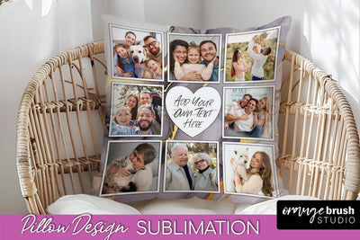 Family Photo Frame Pillow Sublimation - Marble Pillow Cover Sublimation OrangeBrushStudio 