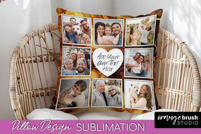 Family Photo Frame Pillow Sublimation - Marble Pillow Cover Sublimation OrangeBrushStudio 