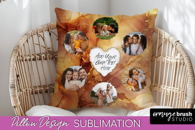 Family Photo Frame Pillow Sublimation - Marble Pillow Cover Sublimation OrangeBrushStudio 