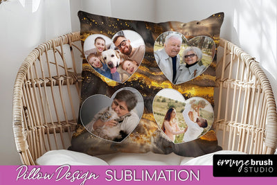 Family Photo Frame Pillow Sublimation - Marble Pillow Cover Sublimation OrangeBrushStudio 