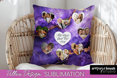Family Photo Frame Pillow Sublimation - Marble Pillow Cover Sublimation OrangeBrushStudio 