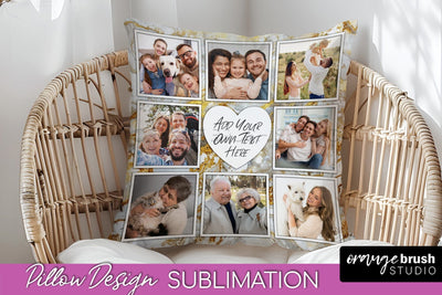 Family Photo Frame Pillow Sublimation - Marble Pillow Cover Sublimation OrangeBrushStudio 