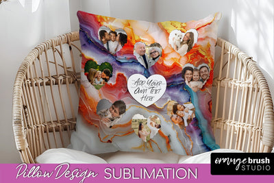 Family Photo Frame Pillow Sublimation - Marble Pillow Cover Sublimation OrangeBrushStudio 