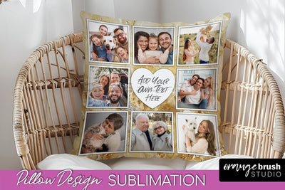 Family Photo Frame Pillow Sublimation - Marble Pillow Cover Sublimation OrangeBrushStudio 