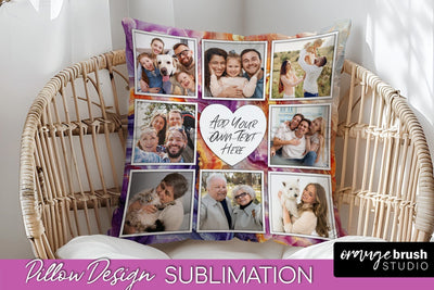 Family Photo Frame Pillow Sublimation - Marble Pillow Cover Sublimation OrangeBrushStudio 