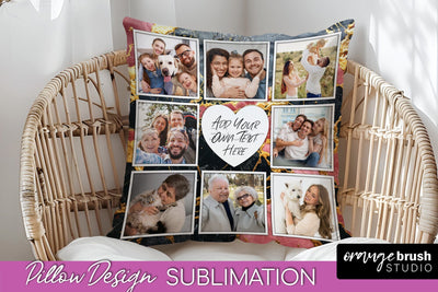 Family Photo Frame Pillow Sublimation - Marble Pillow Cover Sublimation OrangeBrushStudio 
