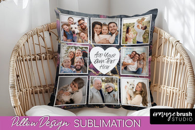 Family Photo Frame Pillow Sublimation - Marble Pillow Cover Sublimation OrangeBrushStudio 