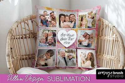Family Photo Frame Pillow Sublimation - Marble Pillow Cover Sublimation OrangeBrushStudio 