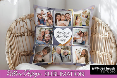 Family Photo Frame Pillow Sublimation - Marble Pillow Cover Sublimation OrangeBrushStudio 