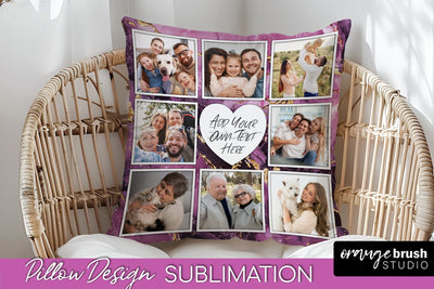 Family Photo Frame Pillow Sublimation - Marble Pillow Cover Sublimation OrangeBrushStudio 
