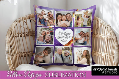 Family Photo Frame Pillow Sublimation - Marble Pillow Cover Sublimation OrangeBrushStudio 