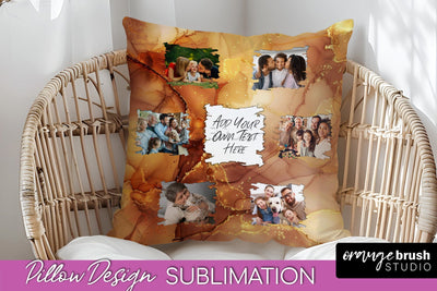 Family Photo Frame Pillow Sublimation - Marble Pillow Cover Sublimation OrangeBrushStudio 