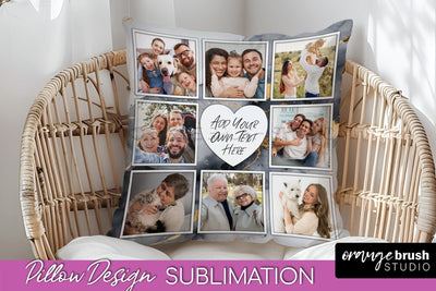 Family Photo Frame Pillow Sublimation - Marble Pillow Cover Sublimation OrangeBrushStudio 