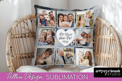 Family Photo Frame Pillow Sublimation - Marble Pillow Cover Sublimation OrangeBrushStudio 