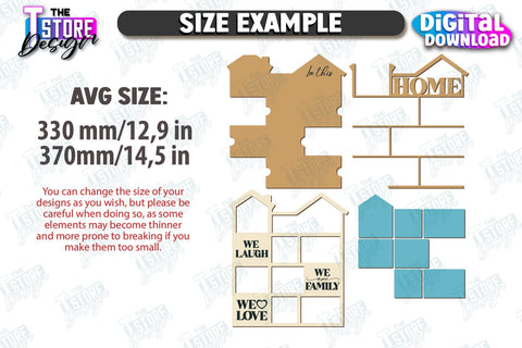 Family Photo Frames Laser Cut Bundle | Photo Collage | Home Décor | Family Design | Modern Photo Frames | CNC Files SVG The T Store Design 