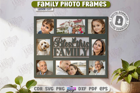 Family Photo Frames Laser Cut Bundle | Photo Collage | Home Décor | Family Design | Modern Photo Frames | CNC Files SVG The T Store Design 