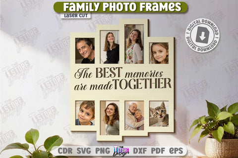 Family Photo Frames Laser Cut Bundle | Photo Collage | Home Décor | Family Design | Modern Photo Frames | CNC Files SVG The T Store Design 