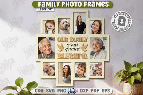 Family Photo Frames Laser Cut Bundle | Photo Collage | Home Décor | Family Design | Modern Photo Frames | CNC Files SVG The T Store Design 