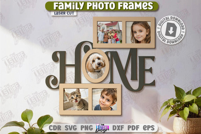 Family Photo Frames Laser Cut | Photo Collage | Home Décor | Family Design | Modern Photo Frames | CNC File SVG The T Store Design 