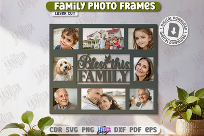 Family Photo Frames Laser Cut | Photo Collage | Home Décor | Family Design | Modern Photo Frames | CNC File SVG The T Store Design 