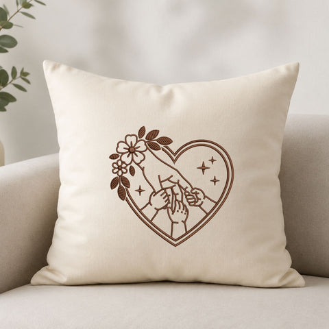 Family Pinky Promise Machine Embroidery Design – Floral Heart Hands Embroidery File Embroidery/Applique DESIGNS PatternFeed8 