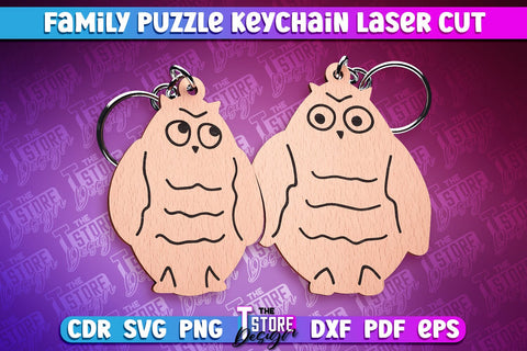 Family Puzzle Keychain | Animals Laser Cut Design | CNC Files SVG The T Store Design 