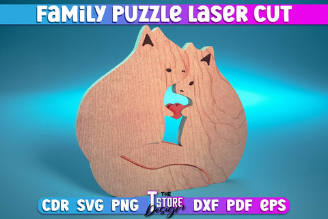 Family Puzzle Laser Cut | Animals Design | CNC Files SVG The T Store Design 