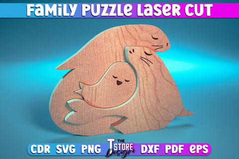 Family Puzzle Laser Cut | Animals Design | CNC Files SVG The T Store Design 