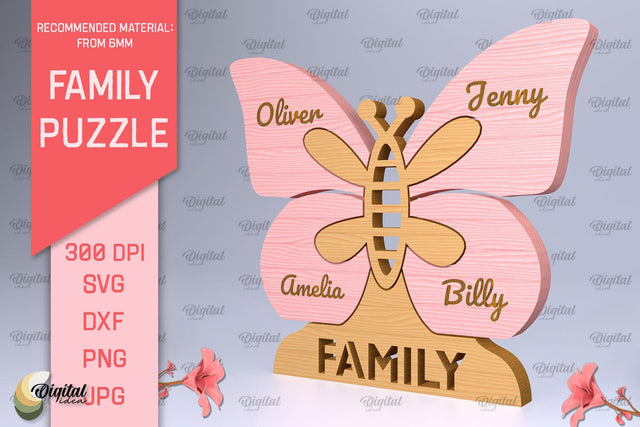 Family Puzzle SVG. Personalized Family Puzzle Laser Cut SVG Evgenyia Guschina 