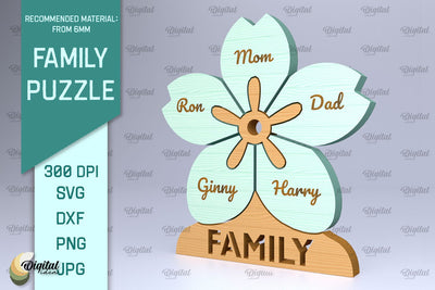 Family Puzzle SVG. Personalized Family Puzzle Laser Cut SVG Evgenyia Guschina 