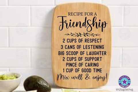 Family Recipe SVG, Recipe for a Friendship, Cutting Board SVG FiveStarCrafting 