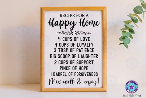 Family Recipe SVG, Recipe for a happy home, Cutting Board SVG FiveStarCrafting 