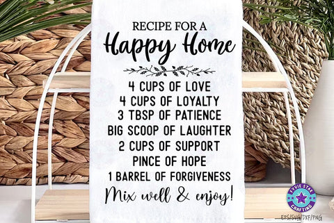 Family Recipe SVG, Recipe for a happy home, Cutting Board SVG FiveStarCrafting 