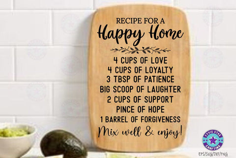 Family Recipe SVG, Recipe for a happy home, Cutting Board SVG FiveStarCrafting 